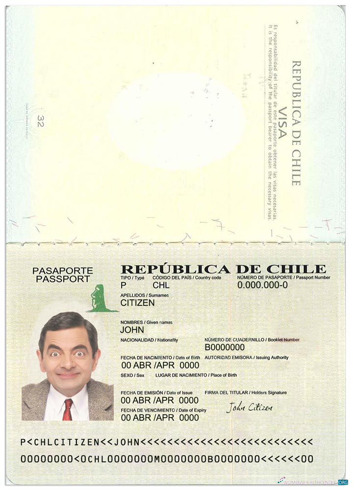 Download Chile passport version 2 Photoshop template